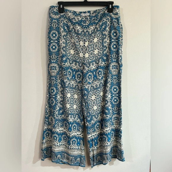 Anthropologie Feather Bone Talese Wide Leg Cropped Linen Elastic Waist Pants - Picture 3 of 11